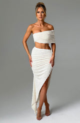 Zina Midi Skirt - Ivory Skirt Babyboo Fashion Premium Exclusive Design