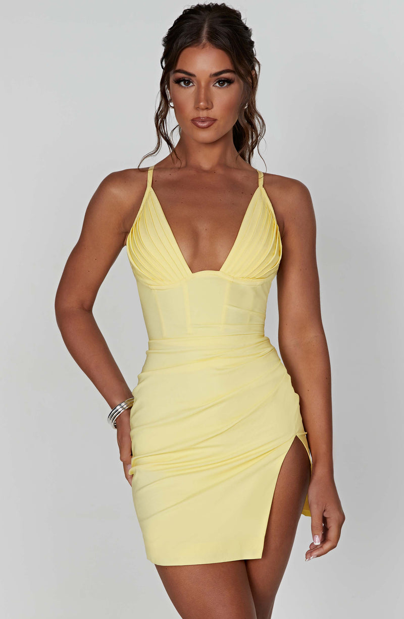 Aura Mini Dress - Lemon Dress XS Babyboo Fashion Premium Exclusive Design
