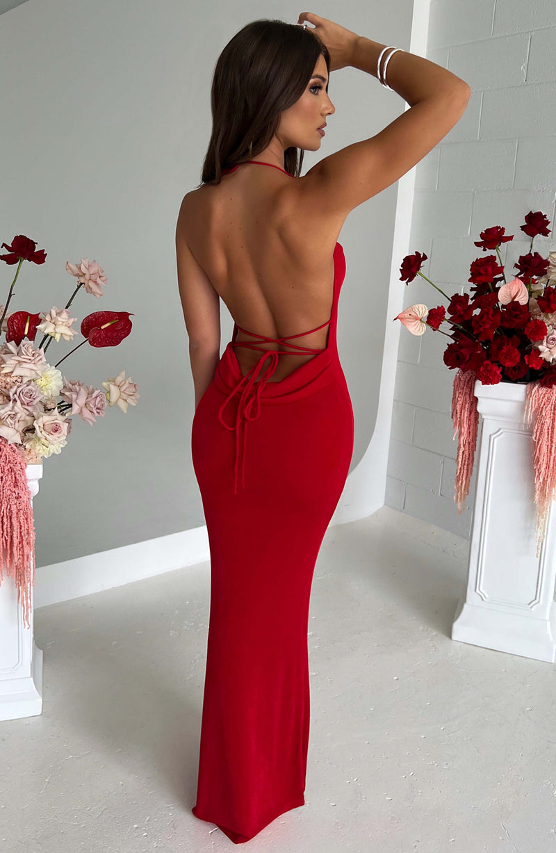 Soma Tie-Back Maxi Bra Dress, RED BEAUTY